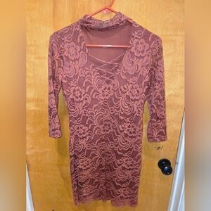 Elegant Brown Lace Dress